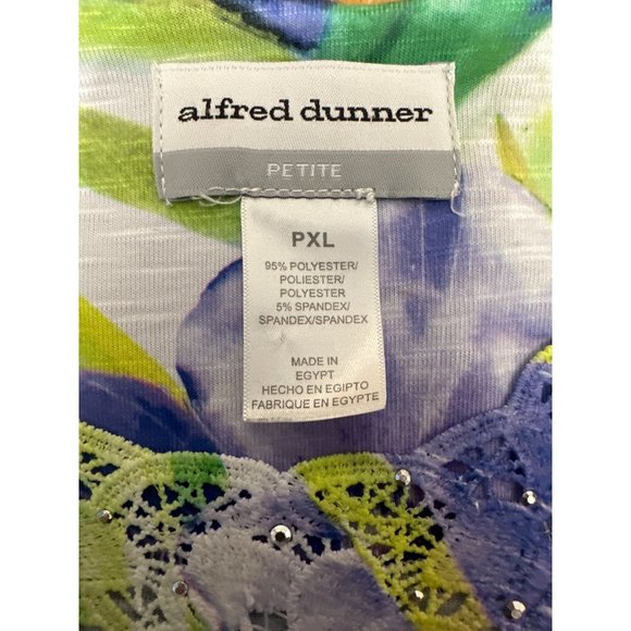 Alfred Dunner Purple & Green Floral Knit Short Sleeve Blouse Size PXL - Picture 6 of 8